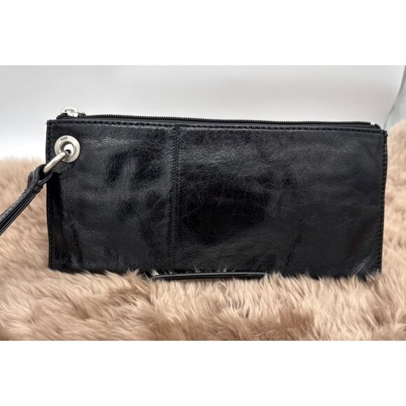Hobo Vida Wristlet Clutch Wallet Black Polished Leather Dust Bag Included NWT - Picture 6 of 9